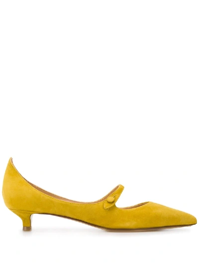 Francesco Russo Textured Pointed Toe Pumps In Yellow