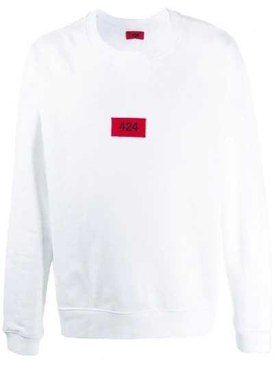 424 Embroidered Logo Patch Boxy Fit Sweatshirt In White