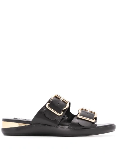 Dkny Canya Double Banded Flat Sandals In Black