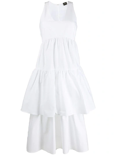Aspesi Double Layered Skirt Sleeveless Dress In Optic White