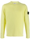 Stone Island Knitted Logo Jumper In Yellow