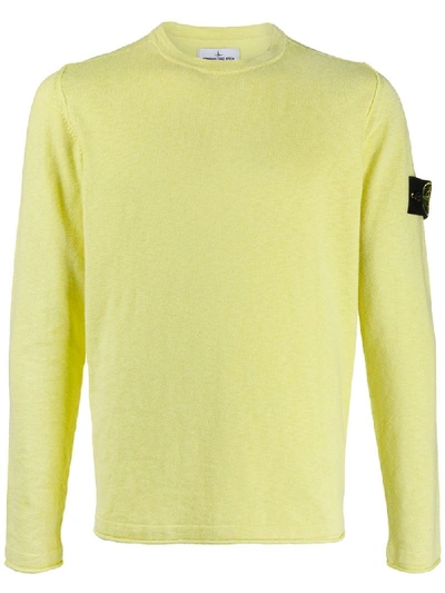 Stone Island Knitted Logo Jumper In Yellow