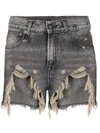 R13 High Rise Distressed Denim Shorts In Black