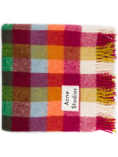Acne Studios Grid Check Scarf In Pink