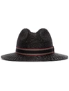 SAINT LAURENT GROSGRAIN-TRIMMED STRAW TRILBY HAT