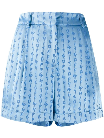 Off-white Tone-on-tone Logo Shorts In Blue