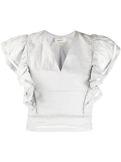 Isabel Marant Étoile April Ruffled Linen Blouse In Grey