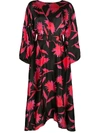 Saloni Kim B Boat-neck Belted Floral Long Dress In Black