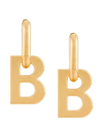 BALENCIAGA B-LOGO HOOP EARRINGS