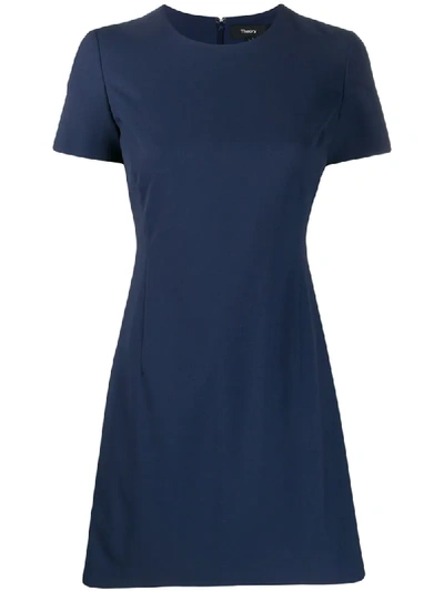 Theory Good Wool Shift Dress In Blue