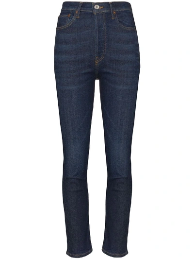 Re/done Cropped High-rise Skinny Jeans In Blue
