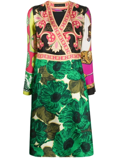 Etro Wrap-effect Printed Silk-twill Dress In Multicoloured