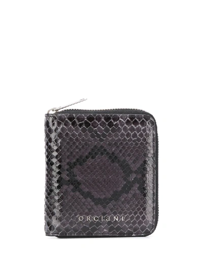 Orciani Python Effect Compact Wallet In Grey