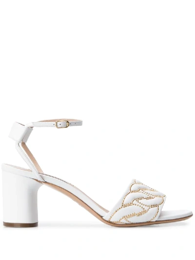 Casadei Studded Logo Sandals In White