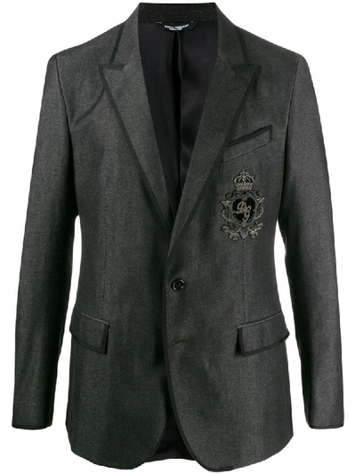 Dolce & Gabbana Heraldic Patch Blazer In Black