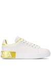 Dolce & Gabbana Dolce And Gabbana White And Gold Portofino Sneakers In White