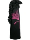 Christopher Kane Ruffle Trim Evening Dress In Black