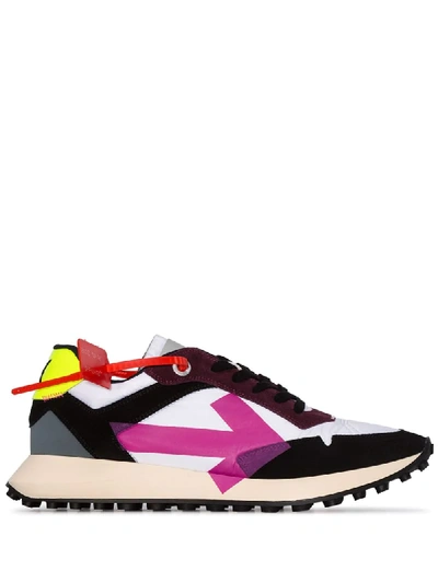 Off-white Arrow Sneakers White Fuchsia In Black