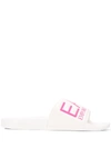 Ea7 Embossed Logo-print Slides In White