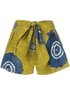 Ulla Johnson Martin Belted Printed Cotton Shorts In Ocher