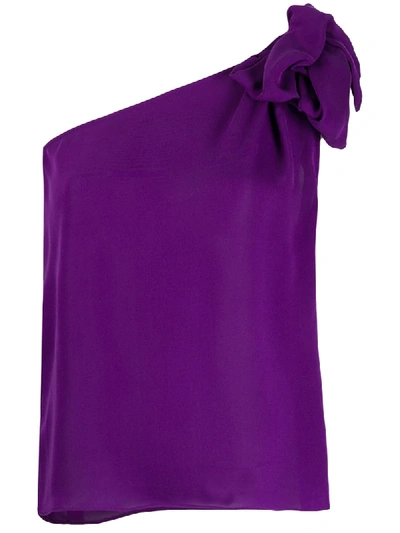 Emporio Armani One Shoulder Top In Purple