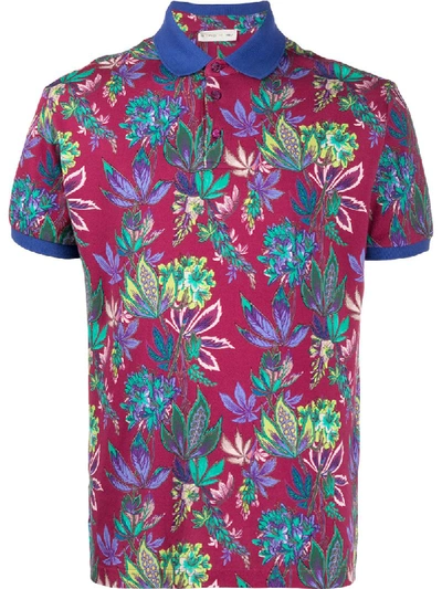 Etro Floral Pattern Polo Shirt In Purple