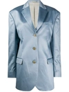 Acne Studios Satin Suit Jacket Powder Blue In Blue