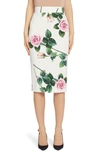 DOLCE & GABBANA ROSE PRINT PENCIL SKIRT,F4BTZTFSRMB