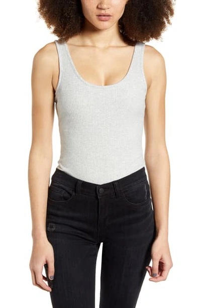 Articles Of Society Ribbed Sleeveless Bodysuit In Grey