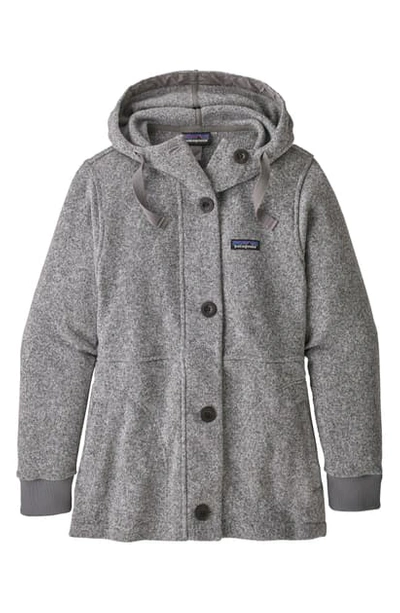 Patagonia Better Sweater Recycled Fleece Hooded Coat In Heather Grey