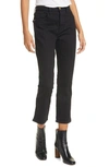Frame Le Sylvie Cropped High-rise Straight-leg Jeans In Film Noir