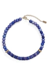 Akola Glass & Bone Beaded Necklace In Cobalt