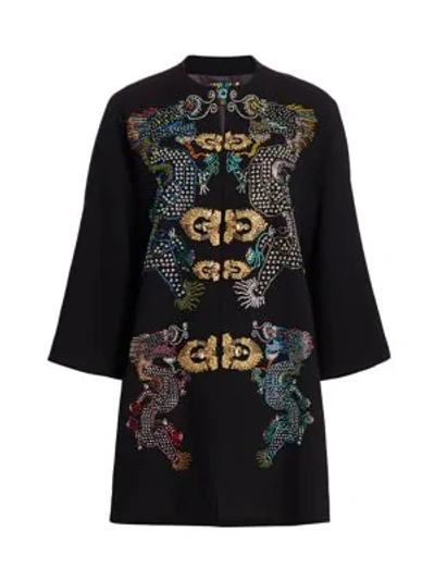 Libertine Magical Ming Embellished Dragon Opera Coat In Black