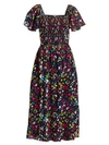 TANYA TAYLOR Glenda Smocked Silk Midi Dress