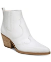 Sam Edelman Women's Winona Pointed-toe Mid-heel Leather Booties In White Leather
