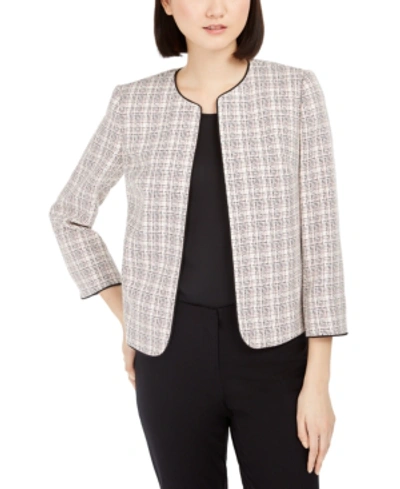 Anne Klein Piping-trim Plaid Jacket In Devonshire/anne White