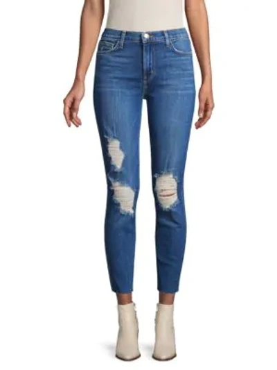L Agence Women's Distressed Cropped Jeans In Blue