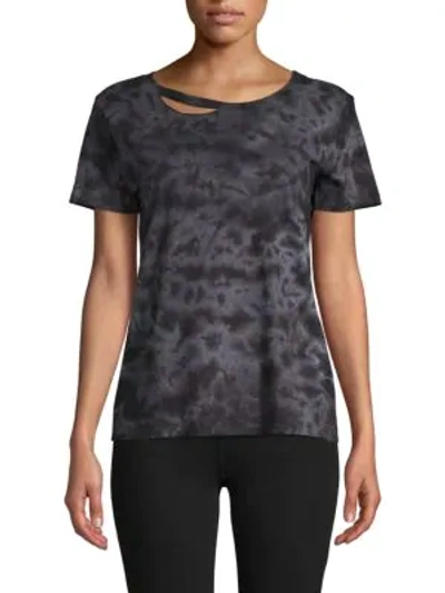 N:philanthropy Tie-dyed Cutout Neck Tee In Black Multi