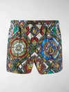 DOLCE & GABBANA 彩色玻璃印花泳裤,14833220