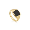 MISSOMA LUCY WILLIAMS SQUARE SIGNET RING 18CT GOLD PLATED VERMEIL/BLACK SPINEL BLACK/GOLD,LWS G R6 BSP H