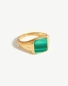MISSOMA LUCY WILLIAMS SQUARE SIGNET RING 18CT GOLD PLATED VERMEIL/MALACHITE,RC G R9 ML H