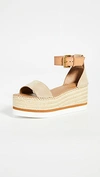 See By Chloé Ankle-strap Raffia-platform Sandals In Natural/beige