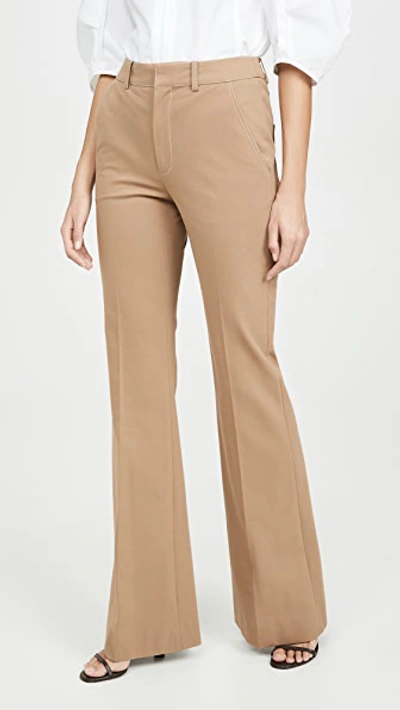 Adeam High Waisted Bootleg Trousers In Camel