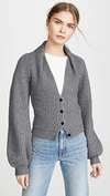 ALEXANDER WANG RIBBED CARDIGAN WITH DRAPED NECK