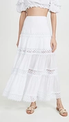 Charo Ruiz Ruth Crocheted Lace-trimmed Cotton-blend Voile Maxi Skirt In White