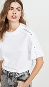 3.1 PHILLIP LIM / フィリップ リム CROP T-SHIRT WITH EMBELLISHED SLEEVES