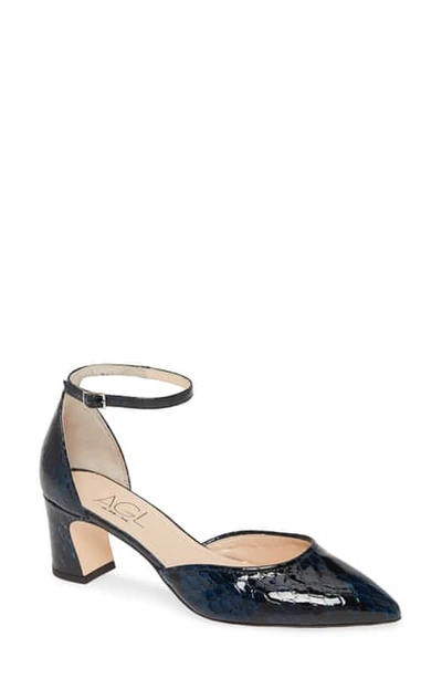 Agl Attilio Giusti Leombruni D'orsay Ankle Strap Pump In Navy Python Print