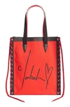 CHRISTIAN LOUBOUTIN SMALL CABALACE CANVAS & LEATHER TOTE,1205025
