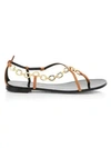 GIUSEPPE ZANOTTI Nuvrock Flat Chain-Trimmed Leather Sandals