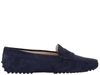Tod's Gommini Suede Driver Penny Loafers In Navy